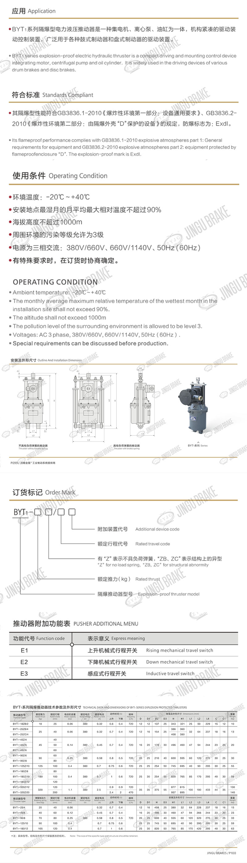 BYT1係列隔爆型電力液壓推送器